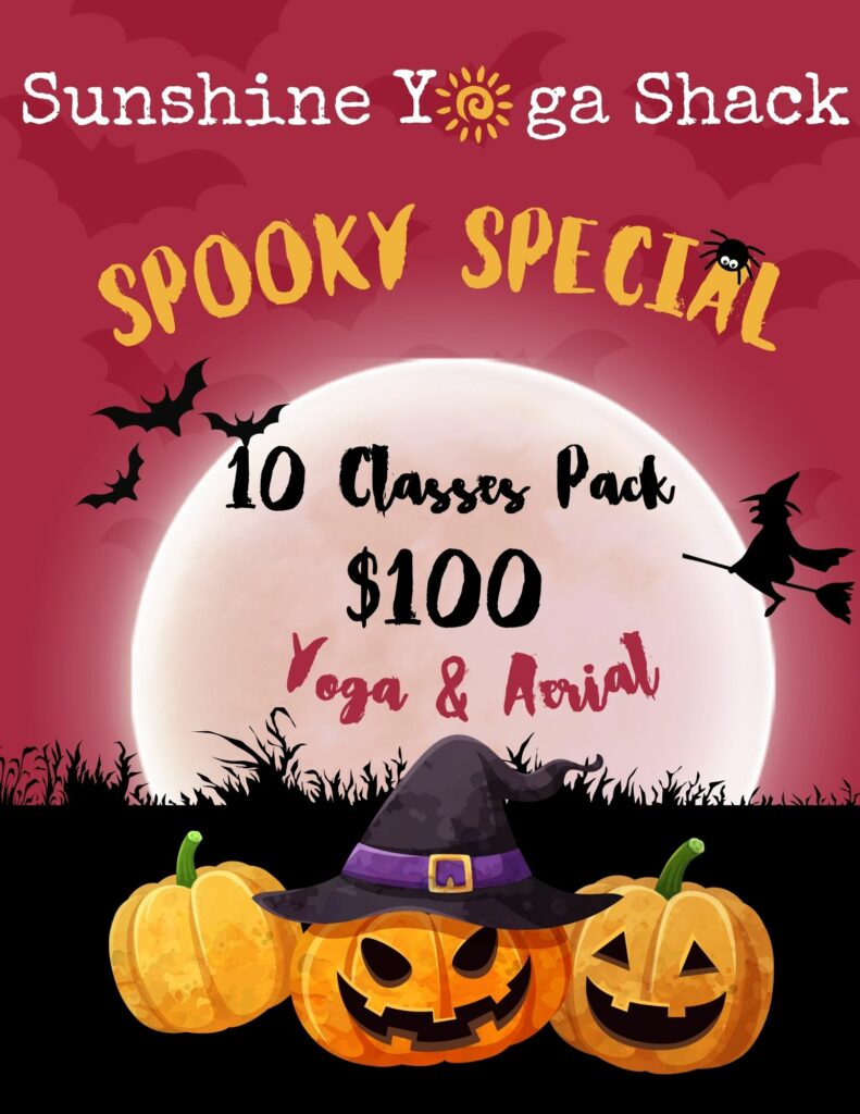 A poster with pumpkins and bats on it.
